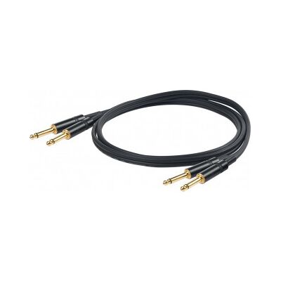PROEL 2 x 6,3mm mono jack-kabel - 3m Svart PROEL 2 x 6,3mm mono jack-kabel - 3m Svart