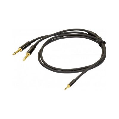 Proel 3,5mm Stereo Hane - 2 X 6,3mm Mono Hane, 5m, Svart Proel 3,5mm Stereo Hane - 2 X 6,3mm Mono Hane, 5m, Svart
