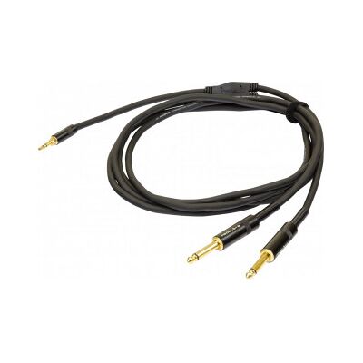 Proel 3,5mm Stereo Hane - 2 X 6,3mm Mono Hane, 1,5m, Svart Proel 3,5mm Stereo Hane - 2 X 6,3mm Mono Hane, 1,5m, Svart