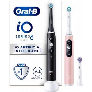 Oral-B Io Series 6 -El-Tandborste, Dubbel Förpackning, Svart / Rosa