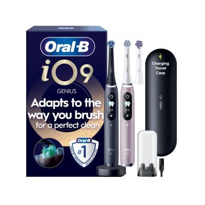 Oral-B Io9 Eltandborste, Svart Och Rosa + Laddande Reseetui Oral-B Io9 Eltandborste, Svart Och Rosa + Laddande Reseetui
