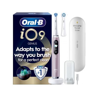Oral-B Io9 Eltandborste, Rosa + Laddningsbart Resefodral Oral-B Io9 Eltandborste, Rosa + Laddningsbart Resefodral