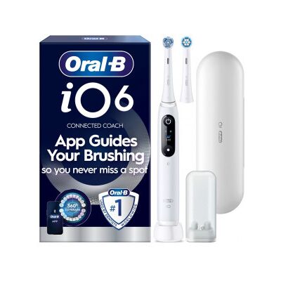 Oral-B Io6 Eltandborste, Vit + Resefodral Oral-B Io6 Eltandborste, Vit + Resefodral