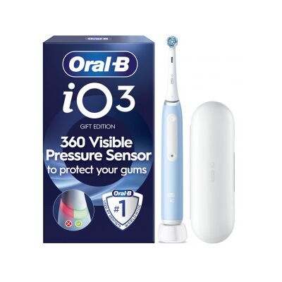 Oral-B Io3 Eltandborste, Blå + Resefodral Oral-B Io3 Eltandborste, Blå + Resefodral