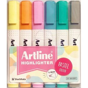 Artline Highlighter 660 Pastel Markerpennor, 6 St