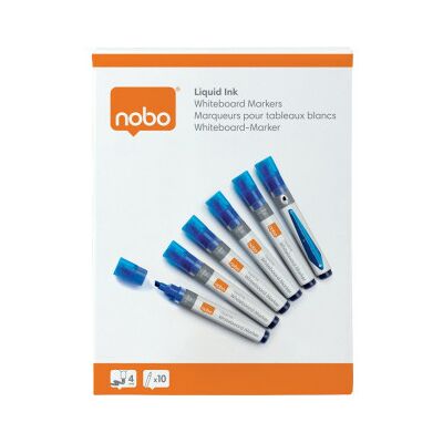 Nobo Liquid Ink Whiteboardpennor, Snedspets, Blå, 10 St Nobo Liquid Ink Whiteboardpennor, Snedspets, Blå, 10 St