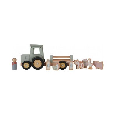 Little Dutch Little Farm -Trätraktor Med Släpvagn Little Dutch Little Farm -Trätraktor Med Släpvagn