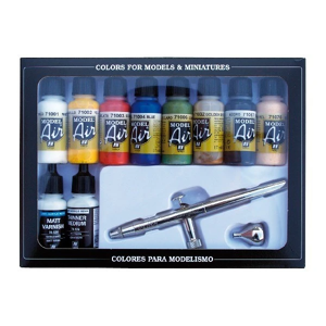 Acrylicos Vallejo Vallejo Airbrush set with Basics Colors 10x17ml