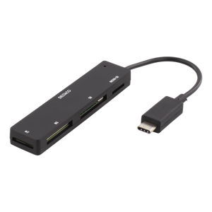 Deltaco USB-C Minneskortläsare - 4 fack