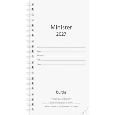 BURDE Kalender Minister refill 2027 BURDE Kalender Minister refill 2027