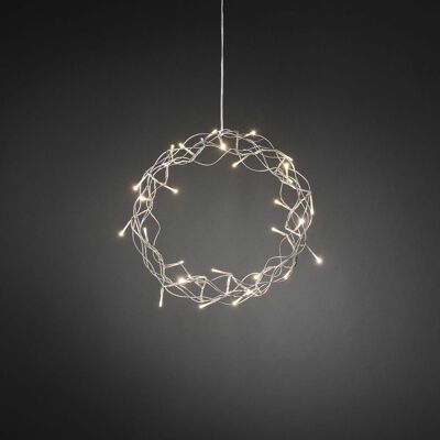 KONSTSMIDE Krans metall 32 varmvit LED 30cm silver KONSTSMIDE Krans metall 32 varmvit LED 30cm silver