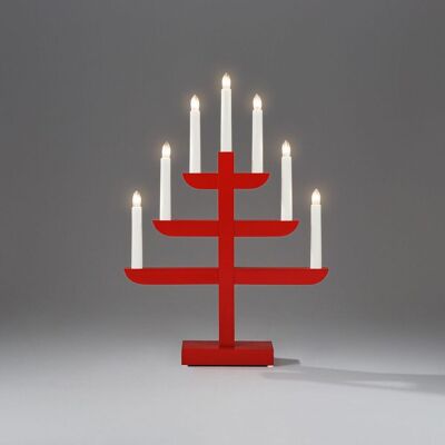 KONSTSMIDE Elljusstake 7 ljus 33x46cm trä röd KONSTSMIDE Elljusstake 7 ljus 33x46cm trä röd