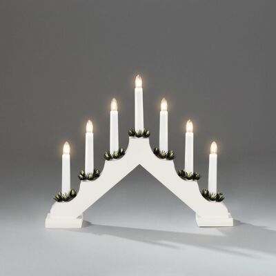KONSTSMIDE Elljusstake 7 ljus 38x30cm trä vit KONSTSMIDE Elljusstake 7 ljus 38x30cm trä vit