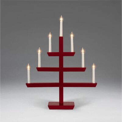 KONSTSMIDE Elljusstake 7 ljus 48x61cm trä röd KONSTSMIDE Elljusstake 7 ljus 48x61cm trä röd
