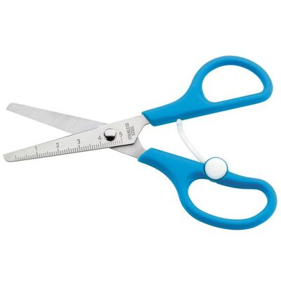 WESTCOTT Barnsax blad i rostfritt stål med trubbig spets 130mm blått handtag WESTCOTT Barnsax blad i rostfritt stål med trubbig spets 130mm blått handtag
