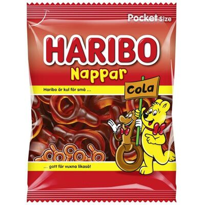 Haribo Cola Nappar - Klassiska Cola Gummibjörner med Nostalgisk Design - 80g Haribo Cola Nappar - Klassiska Cola Gummibjörner med Nostalgisk Design - 80g