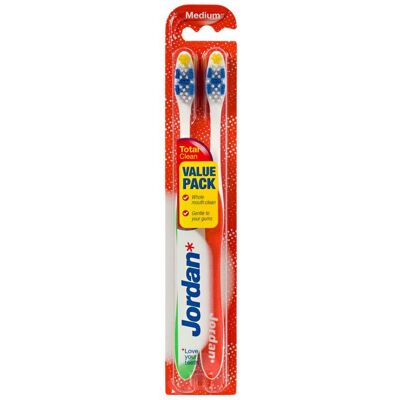 Jordan Total Clean Medium Tandborste 2 st - Unisex Jordan Total Clean Medium Tandborste 2 st - Unisex