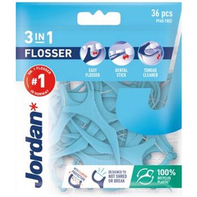 Jordan 3-i-1 Flosser - Verktyg för munhygien Jordan 3-i-1 Flosser - Verktyg för munhygien