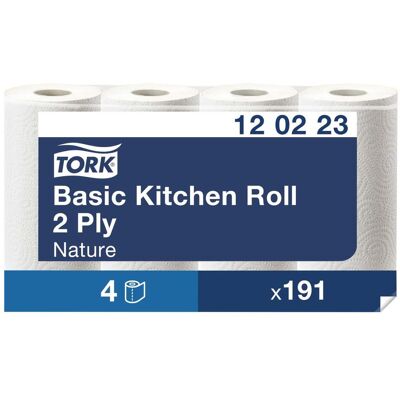 TORK Hushållspapper Basic 2-lag 191ark naturvit 4/fp TORK Hushållspapper Basic 2-lag 191ark naturvit 4/fp