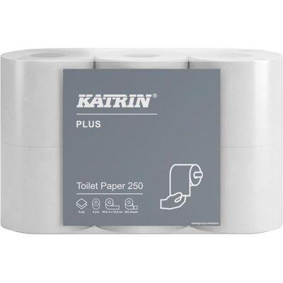 KATRIN Toalettpapper Plus 250 2-lager, vit 42/fp KATRIN Toalettpapper Plus 250 2-lager, vit 42/fp
