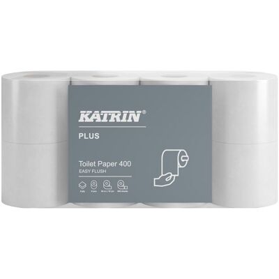 KATRIN Toalettpapper Plus 400 EasyFlush 2-lagers vit 40/fp KATRIN Toalettpapper Plus 400 EasyFlush 2-lagers vit 40/fp