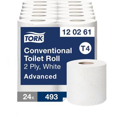TORK Toalettpapper Advanced T4, 2-lagers, 493ark, präglad, 100mm, vit 4/fp TORK Toalettpapper Advanced T4, 2-lagers, 493ark, präglad, 100mm, vit 4/fp