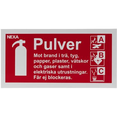 Nexa Skylt Brandsläckare pulver 10x20cm Nexa Skylt Brandsläckare pulver 10x20cm
