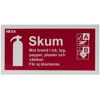 Nexa Skylt Brandsläckare Skum 10x20cm Nexa Skylt Brandsläckare Skum 10x20cm