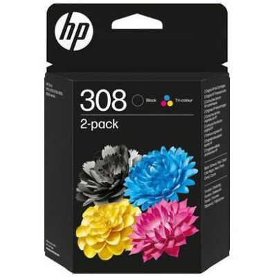 HP Bläckpatron 6L6S6UE 308 svart+färg HP Bläckpatron 6L6S6UE 308 svart+färg