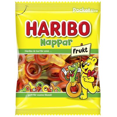 Haribo Fruktnappar - Klassiska Fruktgummibjörnar - 80g Paket 24 Haribo Fruktnappar - Klassiska Fruktgummibjörnar - 80g Paket 24