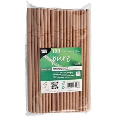 PAPSTAR Sugrör papper böjbar 6mmx20cm brun 100/fp PAPSTAR Sugrör papper böjbar 6mmx20cm brun 100/fp