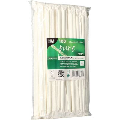 PAPSTAR Sugrör papper böjbar styckpackade 6mmx20cm vit 100/fp PAPSTAR Sugrör papper böjbar styckpackade 6mmx20cm vit 100/fp