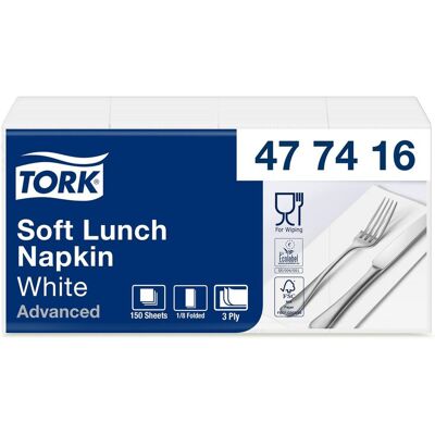 TORK Servett 1/8-vikt 3-lagers vit 150/fp TORK Servett 1/8-vikt 3-lagers vit 150/fp
