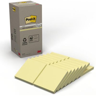 POST-IT Notes 100% recy 76x76 gul 16/fp POST-IT Notes 100% recy 76x76 gul 16/fp