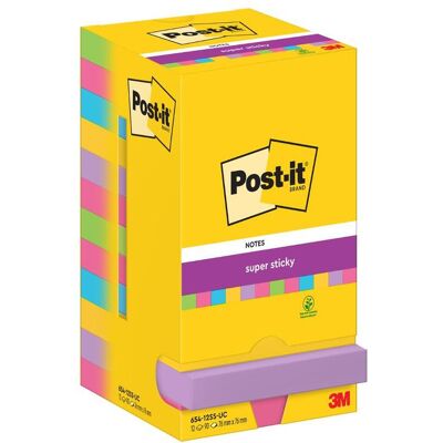 POST-IT Notes SuperSticky 76x76mm Rainbow 12/fp POST-IT Notes SuperSticky 76x76mm Rainbow 12/fp
