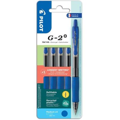 PILOT Gelpenna G2 Plus 0,7 blå 4/fp PILOT Gelpenna G2 Plus 0,7 blå 4/fp