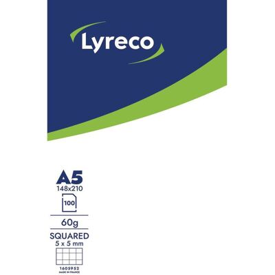 LYRECO Anteckningsblock 100bl A5 60g rut LYRECO Anteckningsblock 100bl A5 60g rut