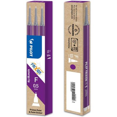 PILOT FriXion, refill för gelpenna, tunn spets på 0,5mm, lila bläck 3/fp PILOT FriXion, refill för gelpenna, tunn spets på 0,5mm, lila bläck 3/fp