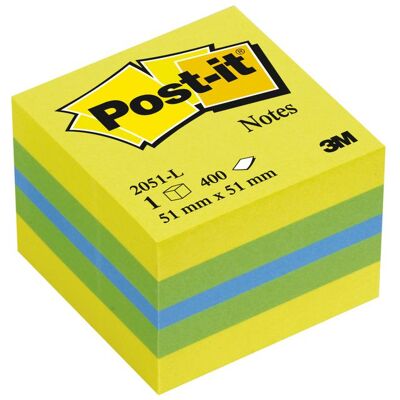 POST-IT Sticky-notislappar, minikub, 51 x 51 mm, citrongula färger, 400 blad, 2051-L POST-IT Sticky-notislappar, minikub, 51 x 51 mm, citrongula färger, 400 blad, 2051-L