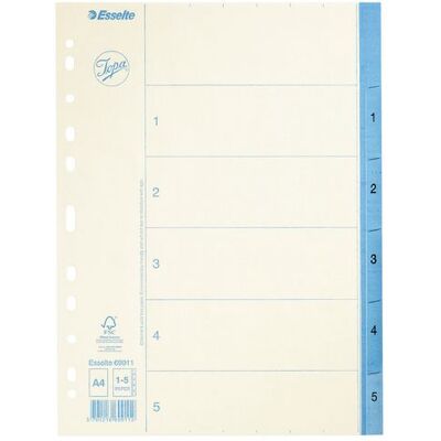 JOPA Pappersregister, A4 1–5-flikuppsättning, blått och svart JOPA Pappersregister, A4 1–5-flikuppsättning, blått och svart