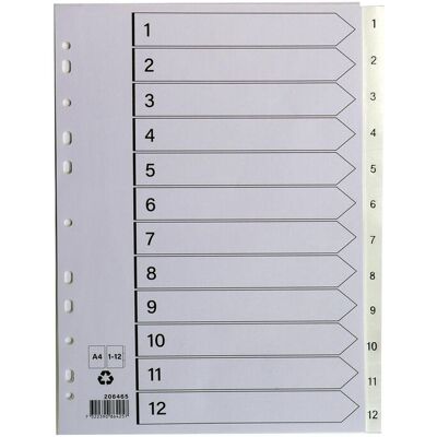 NO BRAND Plastregister A4 1-12 vit NO BRAND Plastregister A4 1-12 vit