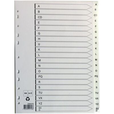 NO BRAND Plastregister A4 A-Ö vit NO BRAND Plastregister A4 A-Ö vit