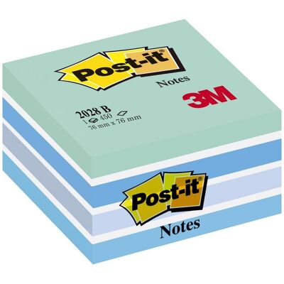 POST-IT Notislappar, kub, 76 x 76 mm, blå, 450 blad, 2028-B POST-IT Notislappar, kub, 76 x 76 mm, blå, 450 blad, 2028-B