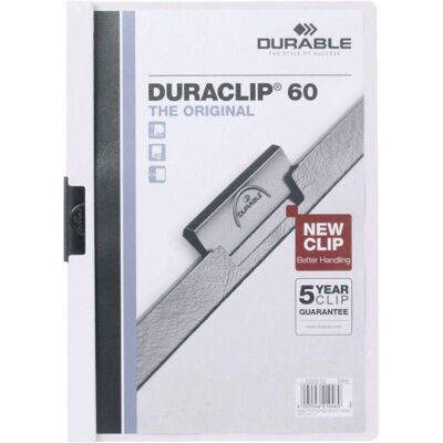 DURABLE Klämmapp, Duraclip®, A4, 30 arks kapacitet, PVC, vit DURABLE Klämmapp, Duraclip®, A4, 30 arks kapacitet, PVC, vit