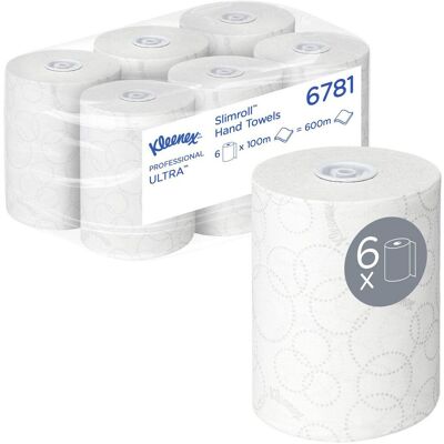 KLEENEX Pappershandduk Ultra Slimroll vit 6/fp KLEENEX Pappershandduk Ultra Slimroll vit 6/fp