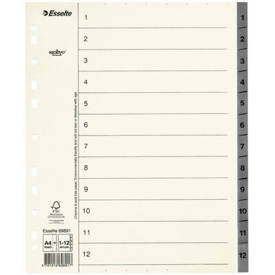 ESSELTE Pappregister System Servo A4+ 1-12 grå ESSELTE Pappregister System Servo A4+ 1-12 grå