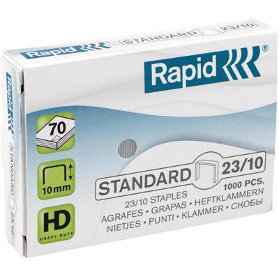 RAPID Häftklammer Standard-klamrar (23/10), 10 mm benlängd, galvaniserat stål 1000/fp RAPID Häftklammer Standard-klamrar (23/10), 10 mm benlängd, galvaniserat stål 1000/fp