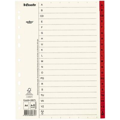 ESSELTE Pappregister Servo A4 A-Ö röd ESSELTE Pappregister Servo A4 A-Ö röd
