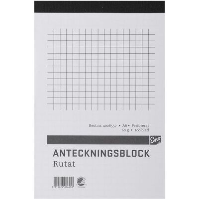 NO BRAND Anteckningsblock med rutat papper, A6, 100 ark NO BRAND Anteckningsblock med rutat papper, A6, 100 ark