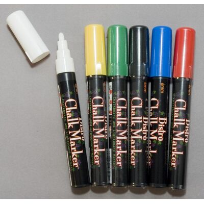 MARVY Märkpenna, Chalk Marker, kulspets, 6 mm linjebredd, olika färger 6/fp MARVY Märkpenna, Chalk Marker, kulspets, 6 mm linjebredd, olika färger 6/fp